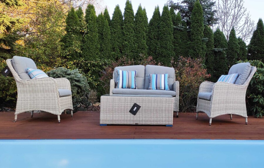 ARES Meble Ogrodowe Zestaw Kawowy z Technorattanu