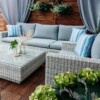 Meble na taras – duża sofa i fotele - CAMPANIA. Zestaw wypoczynkowy na taras z technorattanu
