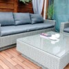 Meble na taras – duża sofa i fotele - CAMPANIA. Zestaw wypoczynkowy na taras z technorattanu