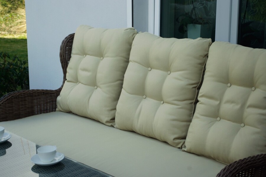 CEZAR PREMIUM Eskluzywne Meble Ogrodowe Technrattan Piękny zestaw Tarasowy z dwoma stolikami