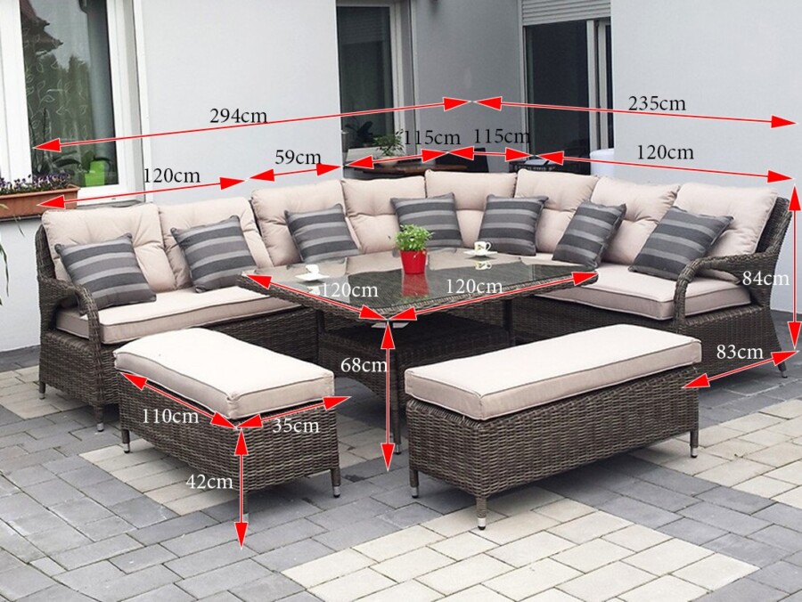 Meble technorattanowe z narożnikiem HADES