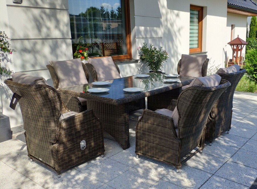 Rozkładane fotele ogrodowe KOLOSEUM 200 – stół 200×110