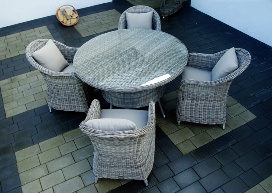 KORYNT 110 Mały Okrągły Stół Tarasowy i 4 Fotele Ogrodowe