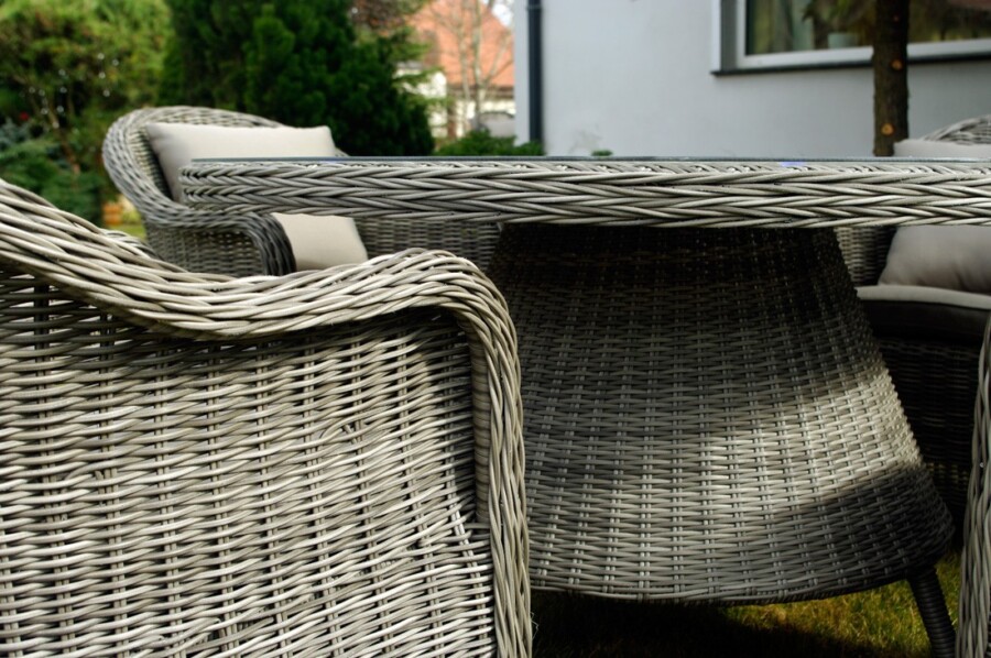 KORYNT 110 Mały Okrągły Stół Tarasowy i 4 Fotele Ogrodowe