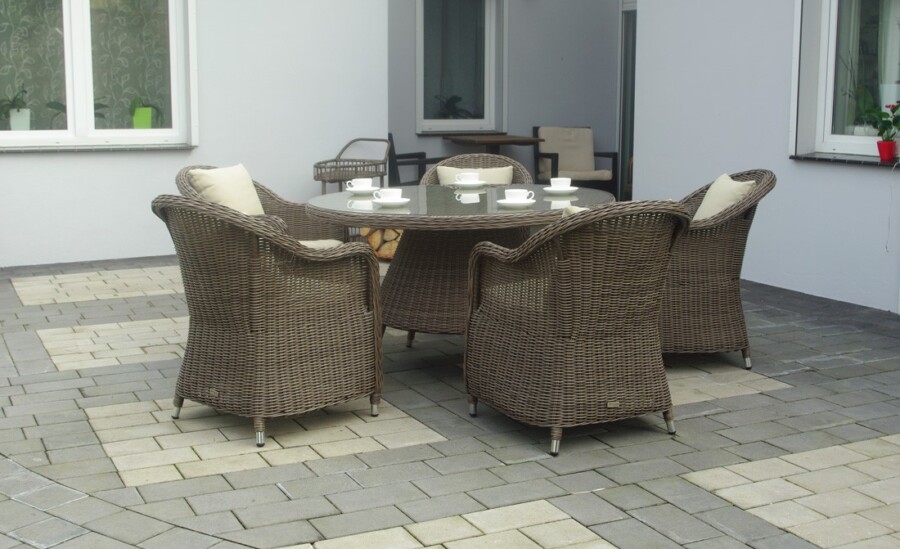 KORYNT 110 Mały Okrągły Stół Tarasowy i 4 Fotele Ogrodowe