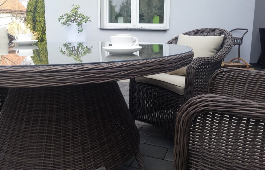 KORYNT 110 Mały Okrągły Stół Tarasowy i 4 Fotele Ogrodowe