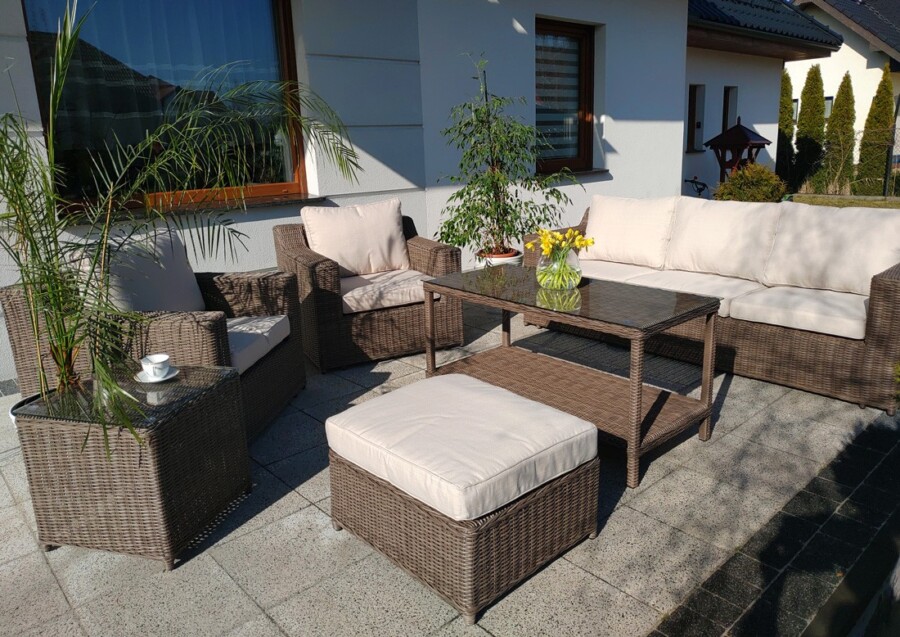 Meble ogrodowe z technorattanu LEVANTE 3. Duży zestaw Wypoczynkowy