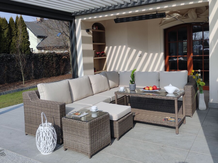 Duży narożnik na taras LEVANTE CORNER - Klasyczny Narożnik Ogrodowy z technoratanu