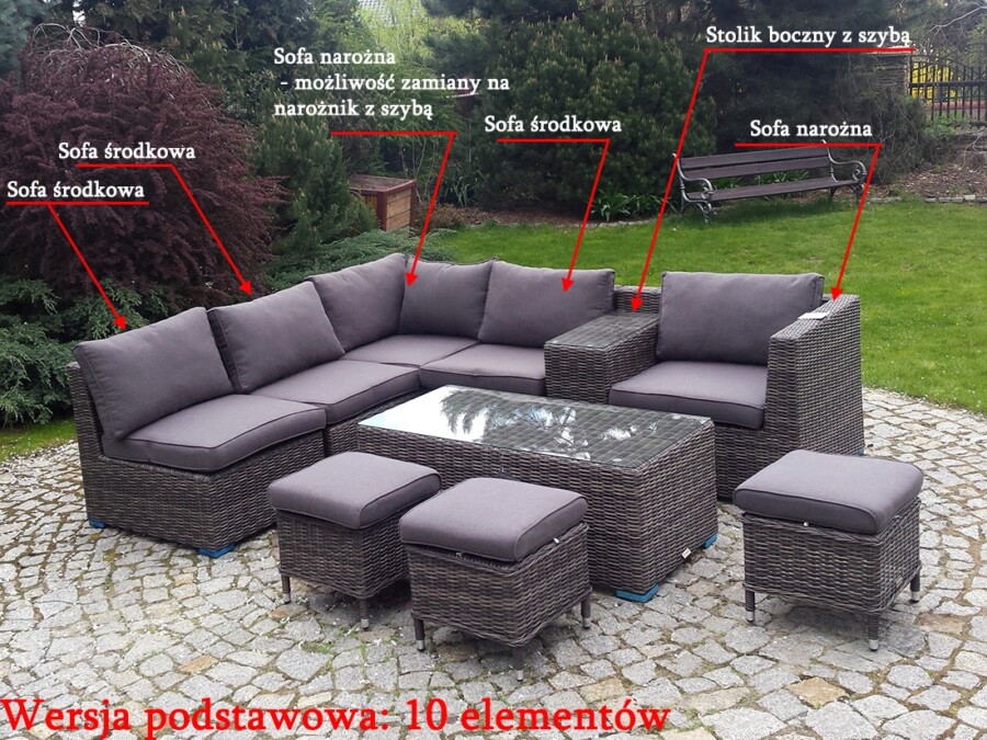 Narożnik tarasowy z technorattanu MILANO