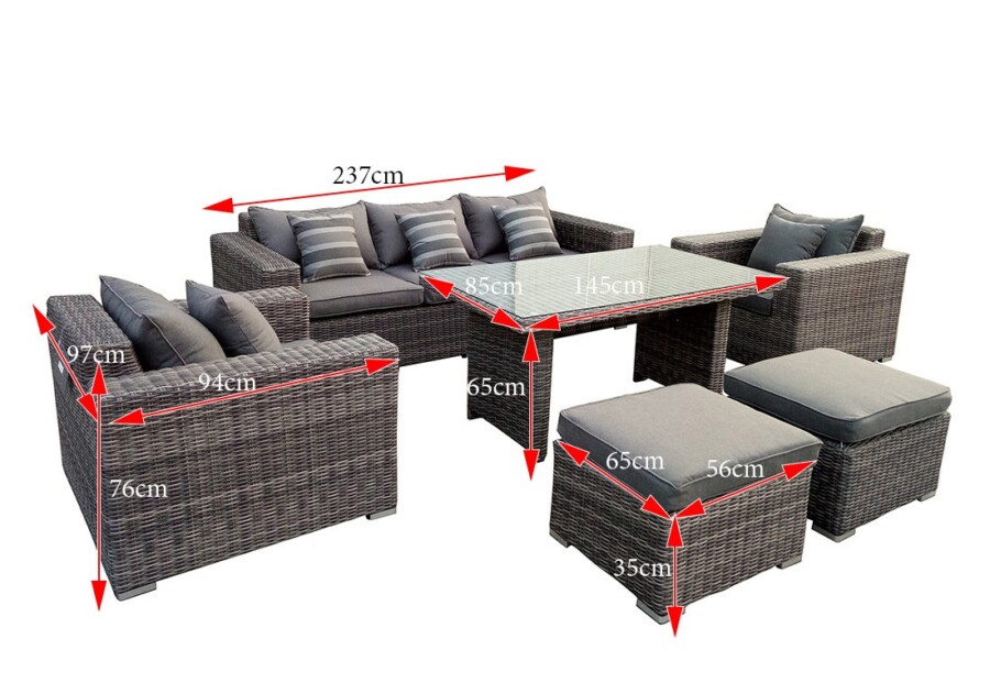 Duży wypoczynek na taras MONZA BIG. Meble do ogrodu z technorattanu