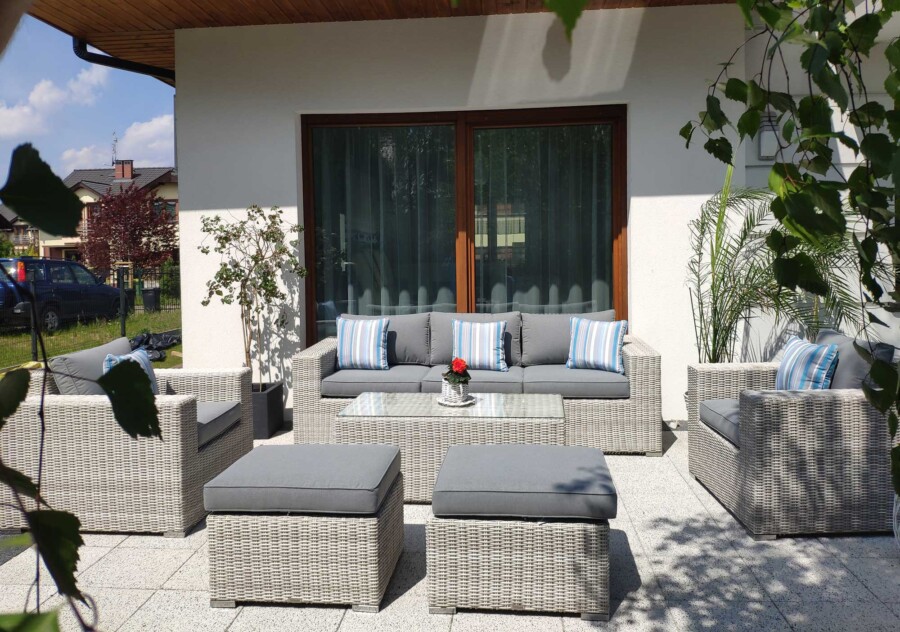 Duży wypoczynek na taras MONZA BIG. Meble do ogrodu z technorattanu
