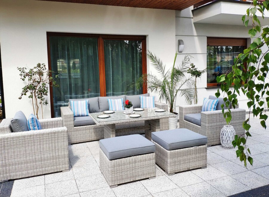 Podnóżek ogrodowy MONZA z technorattanu do zestawu wypoczynkowego