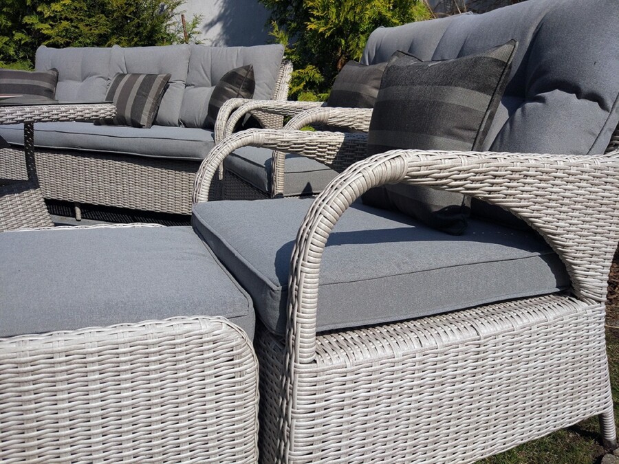 Klasyczny duży zestaw ogrodowy NEPTUN BIG Meble Technorattan.  Obiadowo-wypoczynkowy