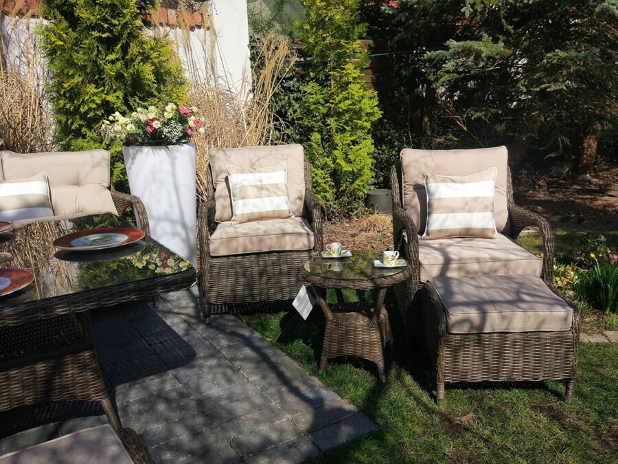 Klasyczny duży zestaw ogrodowy NEPTUN BIG Meble Technorattan.  Obiadowo-wypoczynkowy