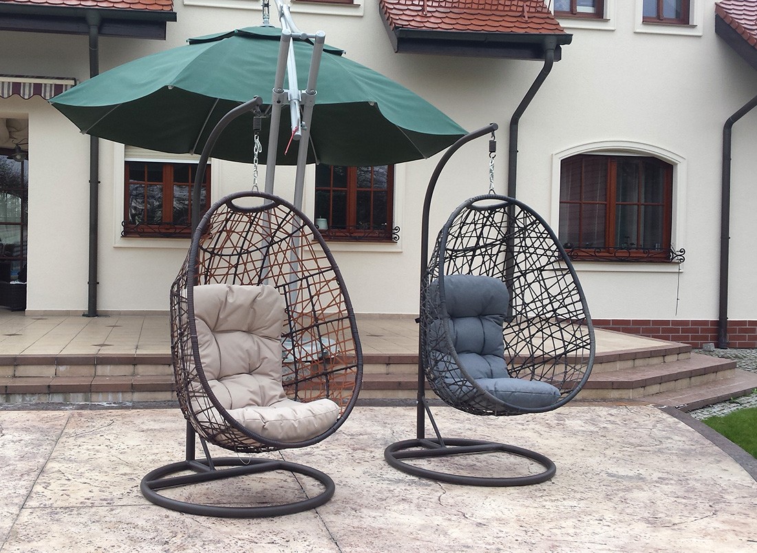 NEROS Kosz Ogrodowy Huśtawka Ogrodowa Wisząca Kokon z poduszką