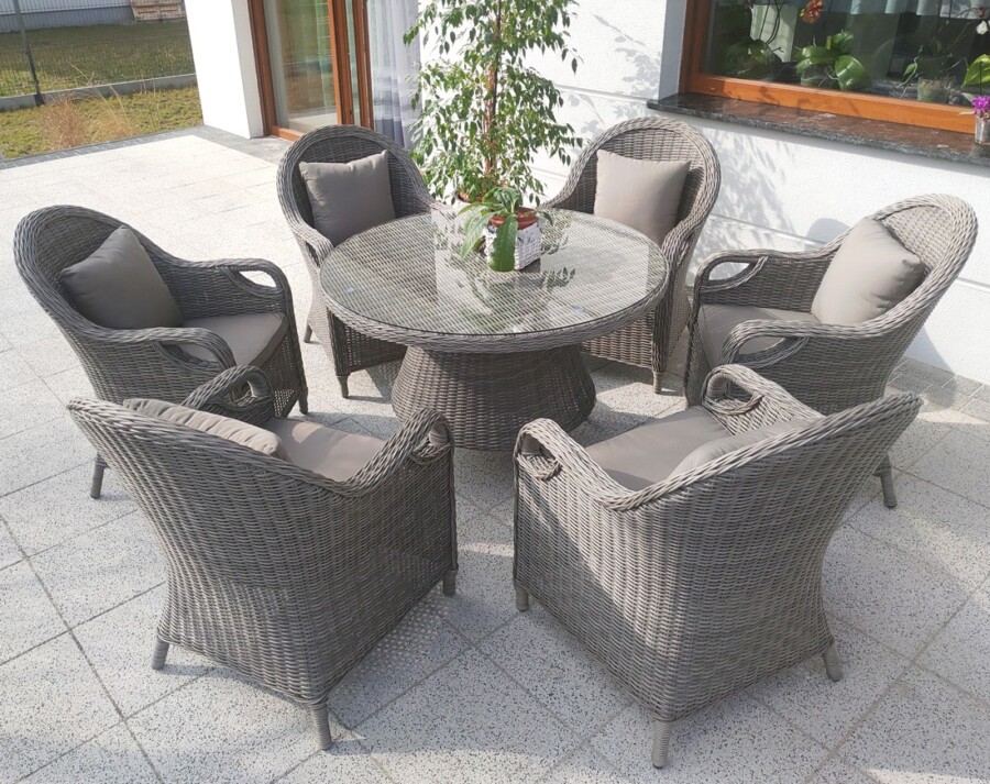 Mały stół okrągły na taras OLIMP 110 + 4 fotele