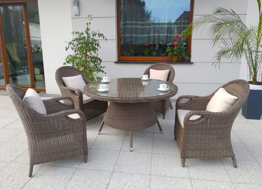 Okrągły stół ogrodowy OLIMP 130 + 4 fotele