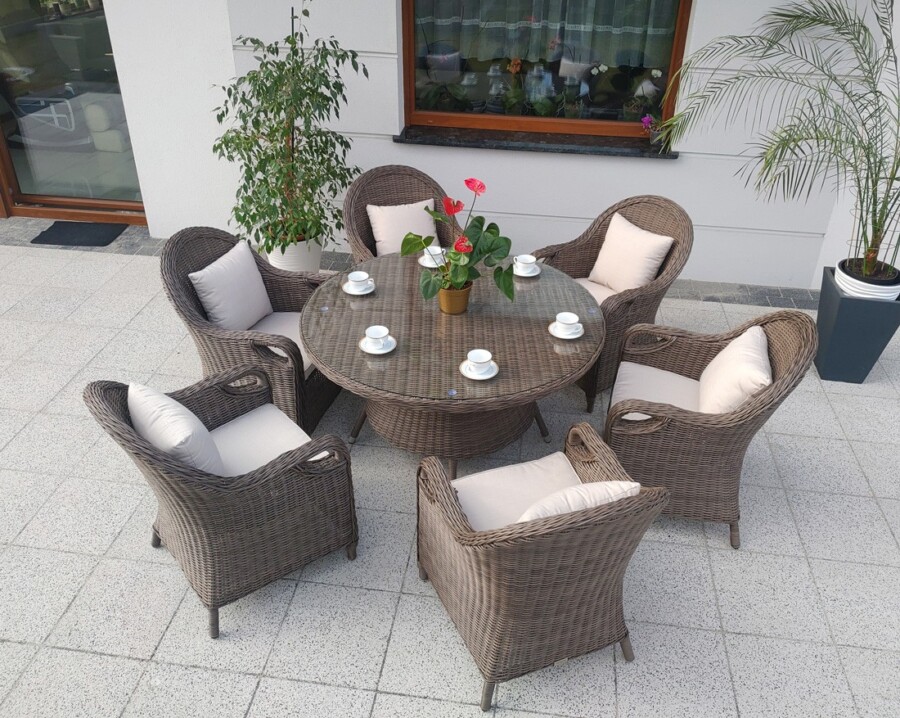 Okrągły stół ogrodowy OLIMP 130 + 4 fotele