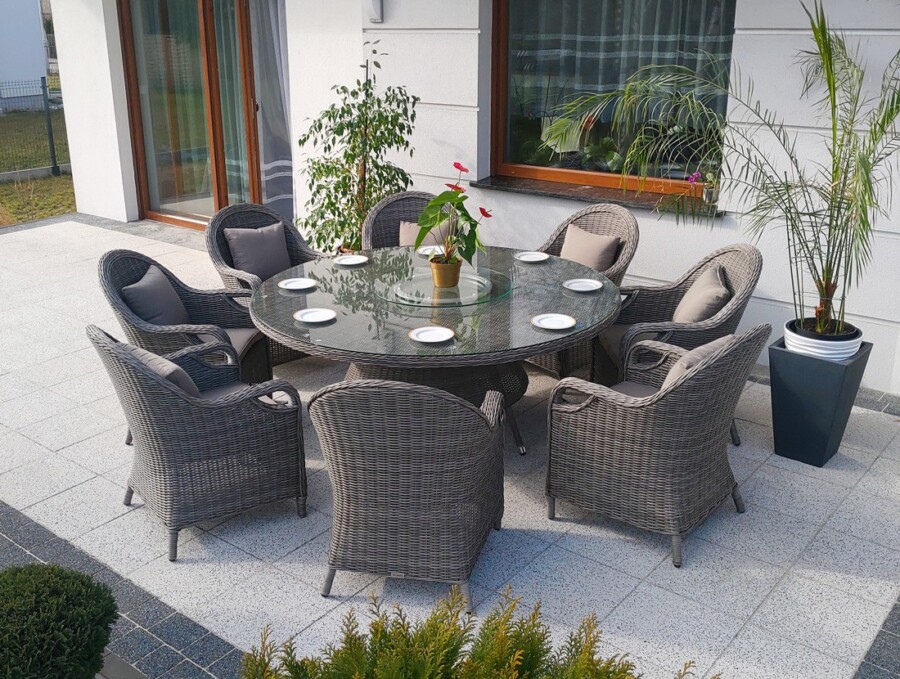 Duży stół okrągły OLIMP 180 + 8 foteli