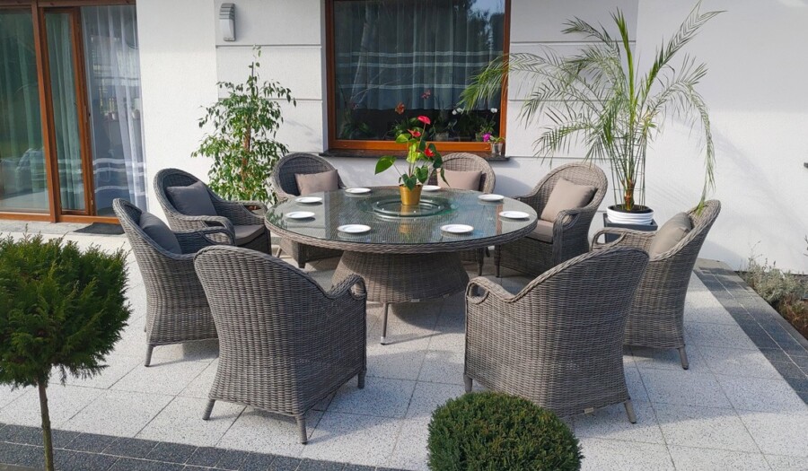 Duży stół okrągły OLIMP 180 + 8 foteli