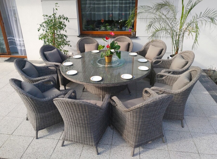 Duży stół okrągły OLIMP 180 + 8 foteli