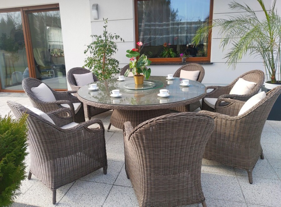 Duży stół okrągły OLIMP 180 + 8 foteli