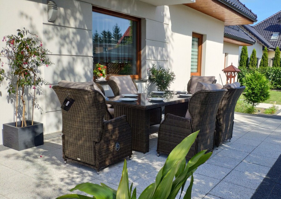 Rozkładane fotele ogrodowe ROMA SET + duży stół prostokątny