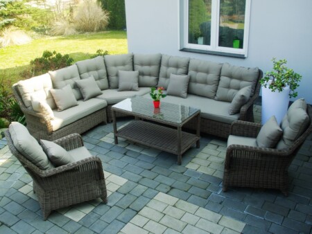 SOFIA BIG Ekskluzywny Narożnik Ogrodowy Duża Sofa Narożna Wypoczynkowa