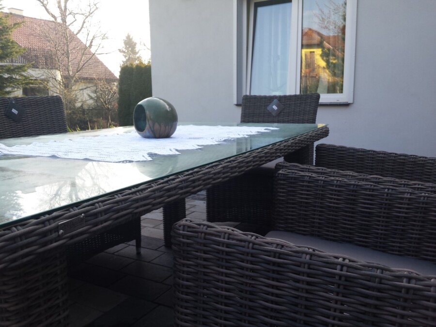 MANILVA 185 Stół prostokątny z Technorattanu i 6 foteli