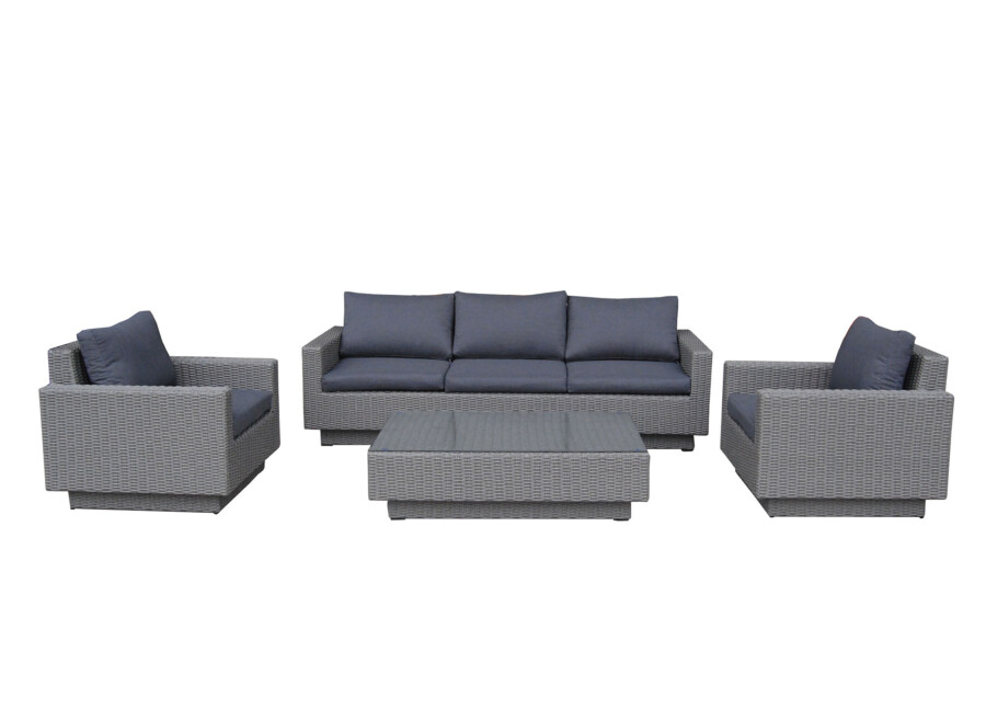 Meble na taras – duża sofa i fotele - CAMPANIA. Zestaw wypoczynkowy na taras z technorattanu