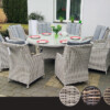 ADRIA S8 Duży Stół Tarasowy Okrągły 160cm i 8x Wygodne Fotele Ogrodowe
