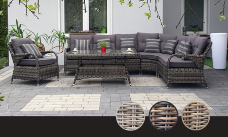 POSEJDON Luksusowy Narożnik Tarasowy Meble Ogrodowe Technorattan