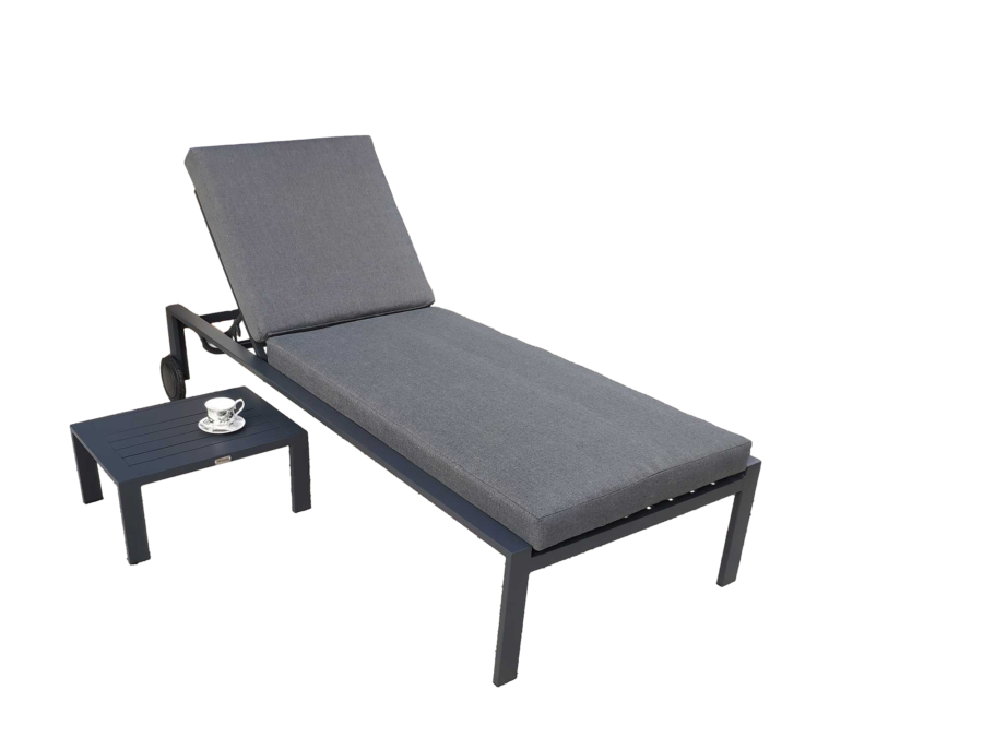 Leżak ogrodowy z materacem - aluminiowy HOLMON Ogrodowy Leżanka na taras Meble Metalowe