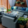 Meble na taras – duża sofa i fotele - CAMPANIA. Zestaw wypoczynkowy na taras z technorattanu