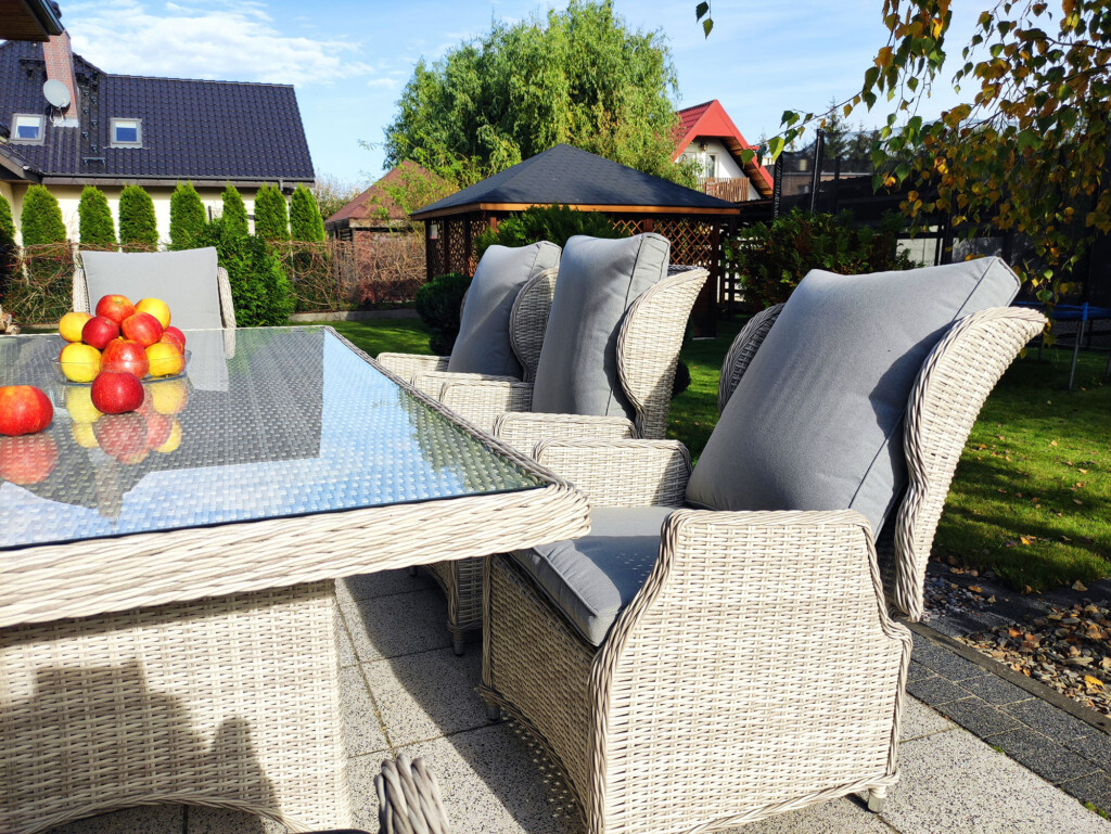 KOLOSEUM 200 – wymiary zestawu (rozkładane fotele ogrodowe i stół 200×110)