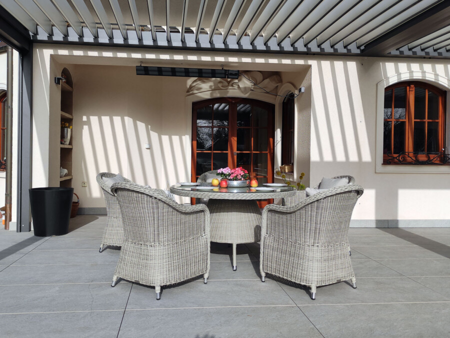 KORYNT 110 Mały Okrągły Stół Tarasowy i 4 Fotele Ogrodowe