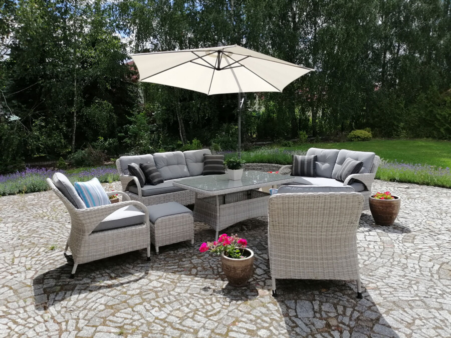 Klasyczny duży zestaw ogrodowy NEPTUN BIG Meble Technorattan.  Obiadowo-wypoczynkowy