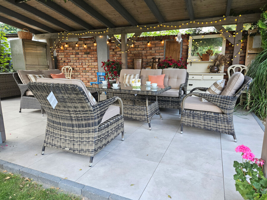 Klasyczny duży zestaw ogrodowy NEPTUN BIG Meble Technorattan.  Obiadowo-wypoczynkowy