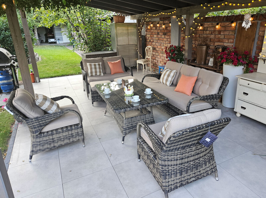 Klasyczny duży zestaw ogrodowy NEPTUN BIG Meble Technorattan.  Obiadowo-wypoczynkowy