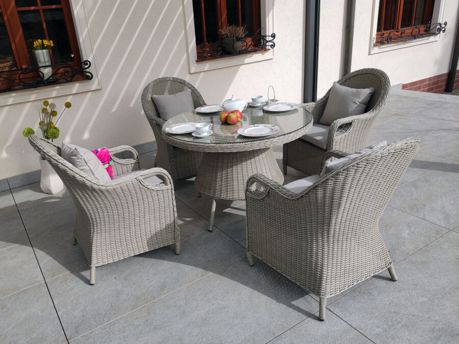 Okrągły stół ogrodowy OLIMP 130 + 4 fotele