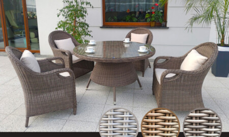 Mały stół okrągły na taras OLIMP 110 + 4 fotele