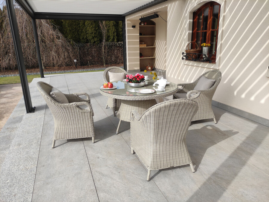 Okrągły stół ogrodowy OLIMP 130 + 4 fotele