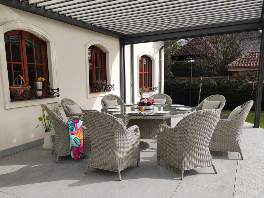 Duży stół okrągły OLIMP 180 + 8 foteli