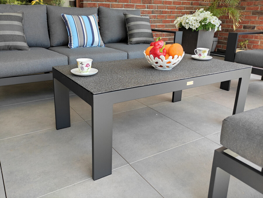 Narożnik tarasowy z aluminium RAGNAR CORNER BIG z fotelem + stolik + podnóżek