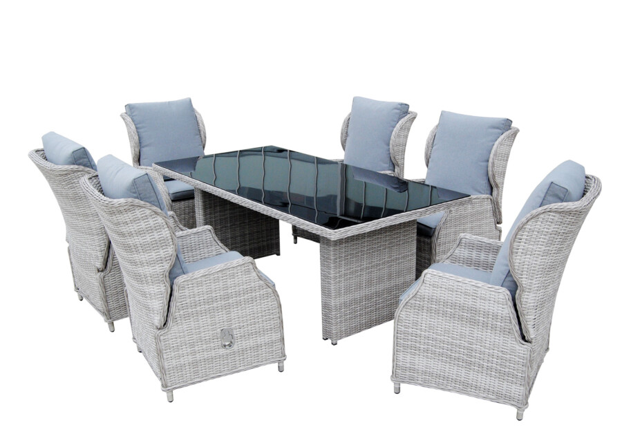 Rozkładane fotele ogrodowe ROMA SET + duży stół prostokątny