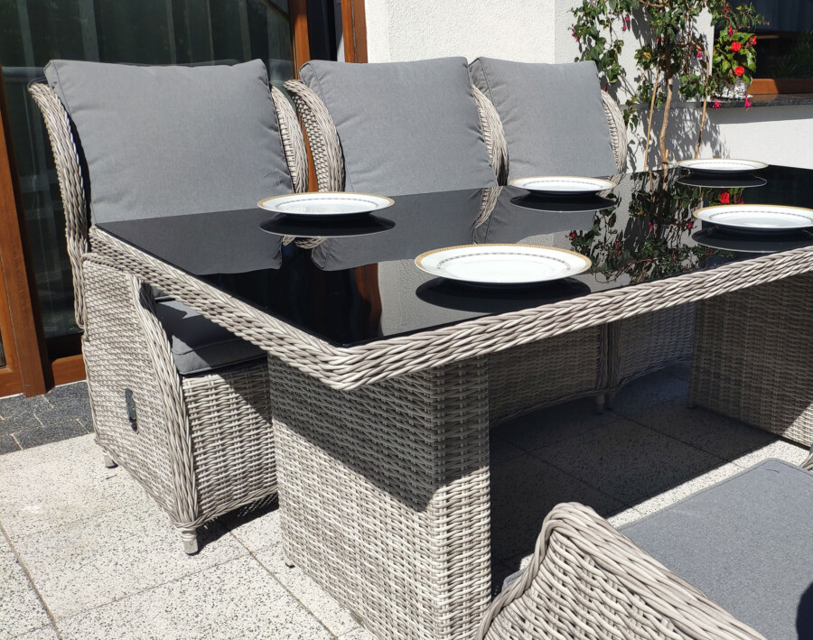 Rozkładane fotele ogrodowe ROMA SET + duży stół prostokątny