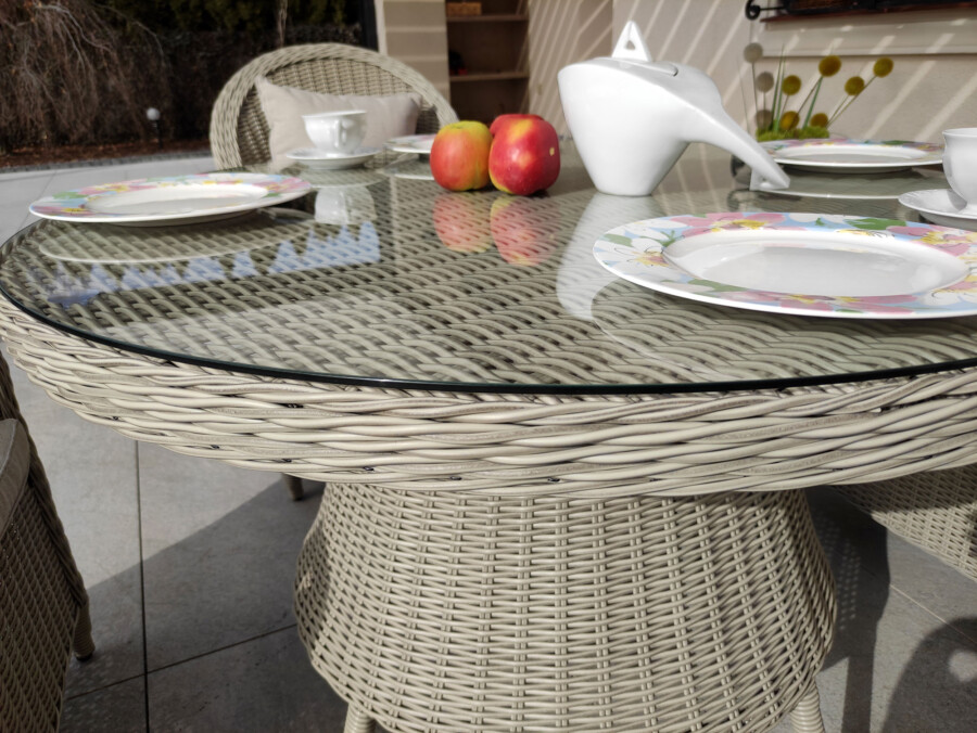 Mały stół okrągły na taras OLIMP 110 + 4 fotele