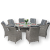 ADRIA S8 Duży Stół Tarasowy Okrągły 160cm i 8x Wygodne Fotele Ogrodowe