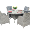 ADRIA S4 110 Mały Okrągły Stół Ogrodowy i 4 fotele z technorattanu