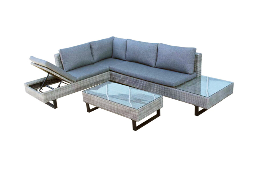 PINETO Narożnik z wbudowanym LEŻAKIEM Technorattan